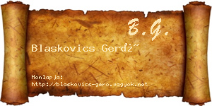 Blaskovics Gerő névjegykártya